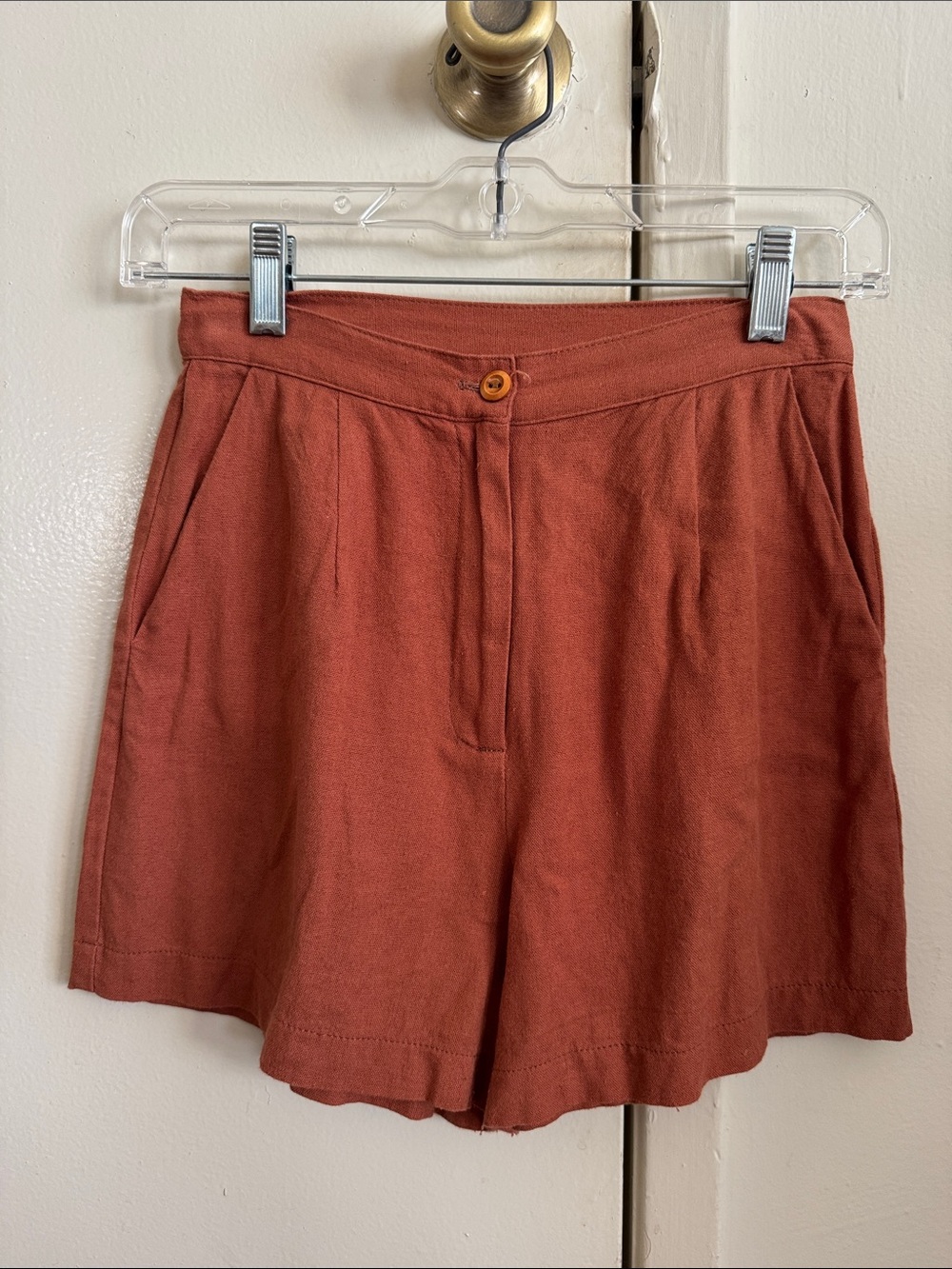 Women’s Linen Shorts in Rust